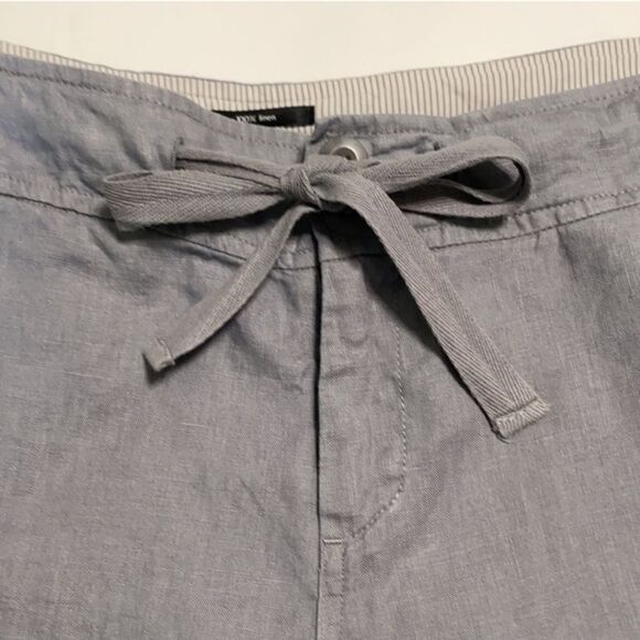JNY Gray Linen Zip Fly Drawstring Shorts Pockets Women Size 10 - Picture 5 of 13